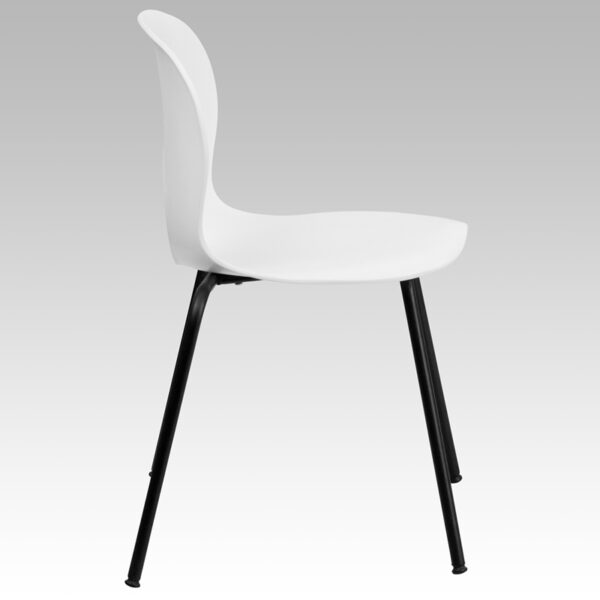 Lowest Price HERCULES Series 770 lb. Capacity Designer White Plastic Stack Chair with Black Frame