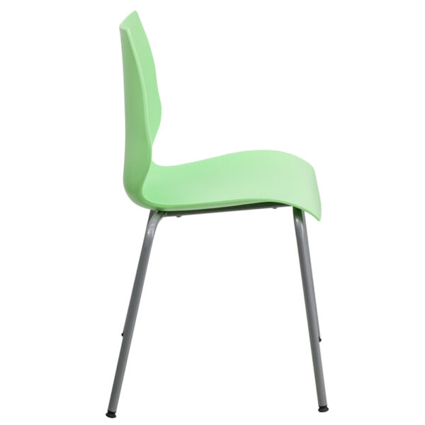 Lowest Price HERCULES Series 770 lb. Capacity Green Stack Chair with Lumbar Support and Silver Frame