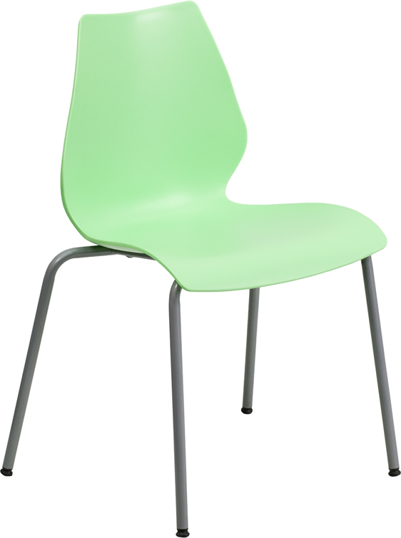 Wholesale HERCULES Series 770 lb. Capacity Green Stack Chair with Lumbar Support and Silver Frame