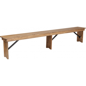 Wholesale HERCULES Series 8' x 12'' Antique Rustic Solid Pine Folding Farm Bench with 3 Legs