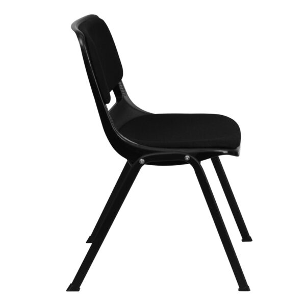 Lowest Price HERCULES Series 880 lb. Capacity Black Ergonomic Shell Stack Chair with Padded Seat and Back