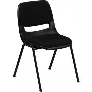Wholesale HERCULES Series 880 lb. Capacity Black Ergonomic Shell Stack Chair with Padded Seat and Back