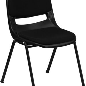 Wholesale HERCULES Series 880 lb. Capacity Black Ergonomic Shell Stack Chair with Padded Seat and Back