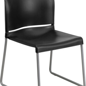 Wholesale HERCULES Series 880 lb. Capacity Black Full Back Contoured Stack Chair with Sled Base