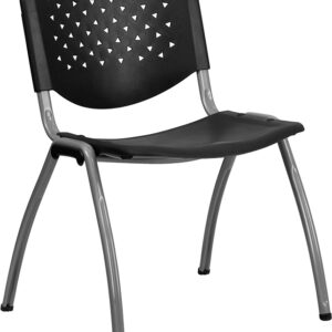Wholesale HERCULES Series 880 lb. Capacity Black Plastic Stack Chair with Titanium Frame
