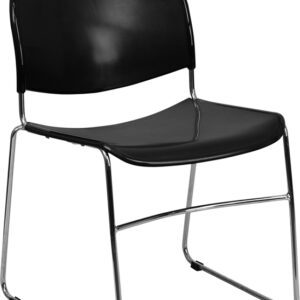 Wholesale HERCULES Series 880 lb. Capacity Black Ultra-Compact Stack Chair with Chrome Frame