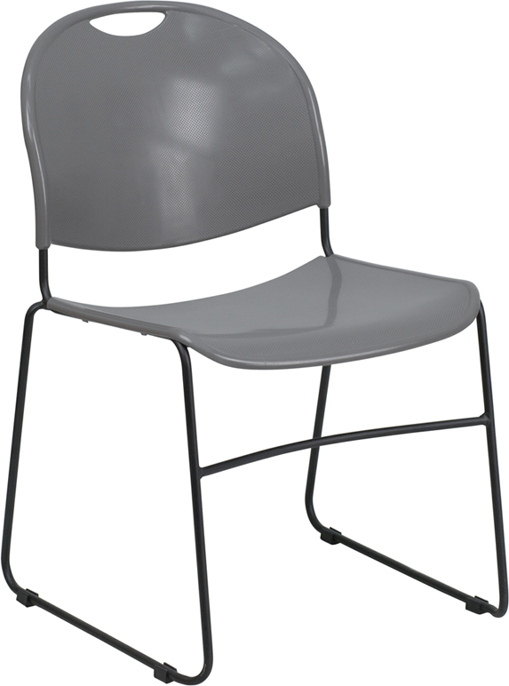Wholesale HERCULES Series 880 lb. Capacity Gray Ultra-Compact Stack Chair with Black Frame