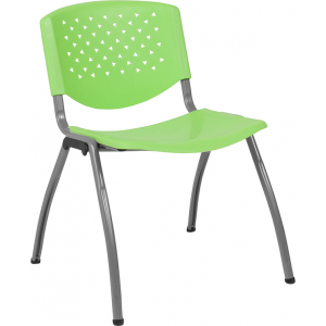 Wholesale HERCULES Series 880 lb. Capacity Green Plastic Stack Chair with Titanium Frame