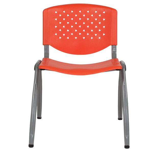 Lowest Price HERCULES Series 880 lb. Capacity Orange Plastic Stack Chair with Titanium Frame