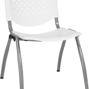 Wholesale HERCULES Series 880 lb. Capacity White Plastic Stack Chair with Titanium Frame