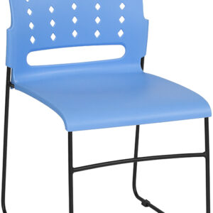 Wholesale HERCULES Series 881 lb. Capacity Blue Sled Base Stack Chair with Air-Vent Back