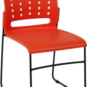 Wholesale HERCULES Series 881 lb. Capacity Orange Sled Base Stack Chair with Air-Vent Back