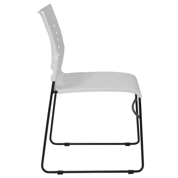 Lowest Price HERCULES Series 881 lb. Capacity White Sled Base Stack Chair with Air-Vent Back