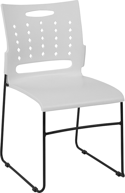 Wholesale HERCULES Series 881 lb. Capacity White Sled Base Stack Chair with Air-Vent Back