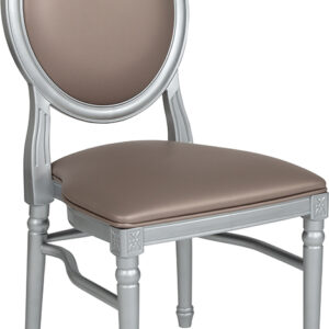 Wholesale HERCULES Series 900 lb. Capacity King Louis Chair with Taupe Vinyl Back and Seat and Silver Frame