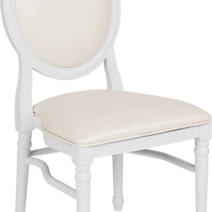Wholesale HERCULES Series 900 lb. Capacity King Louis Chair with White Vinyl Back and Seat and White Frame