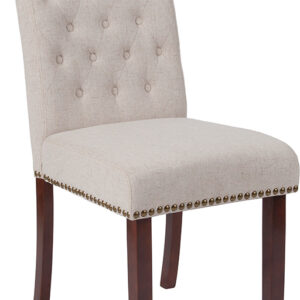 Wholesale HERCULES Series Beige Fabric Parsons Chair with Rolled Back