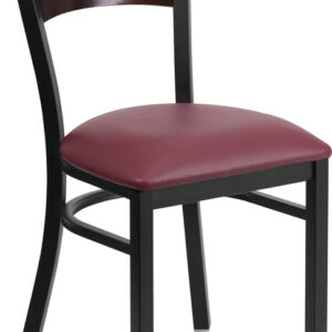 Wholesale HERCULES Series Black 3 Circle Back Metal Restaurant Chair - Walnut Wood Back