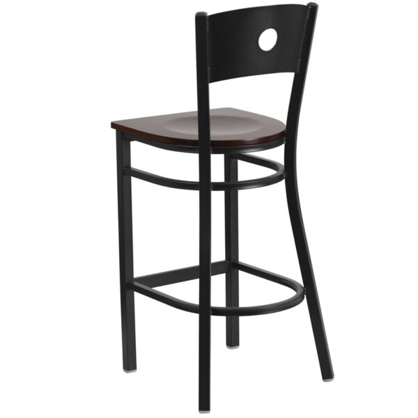 Metal Dining Bar Stool Black Circle Stool-Wal Seat
