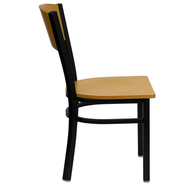 Lowest Price HERCULES Series Black Circle Back Metal Restaurant Chair - Natural Wood Back & Seat