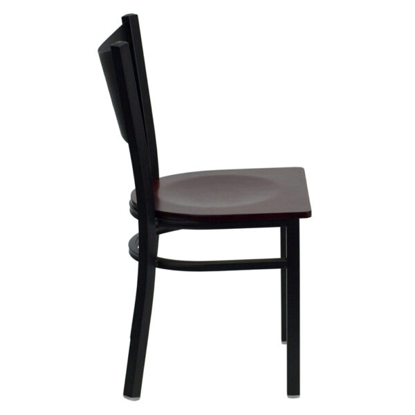 Lowest Price HERCULES Series Black Coffee Back Metal Restaurant Chair - Mahogany Wood Seat