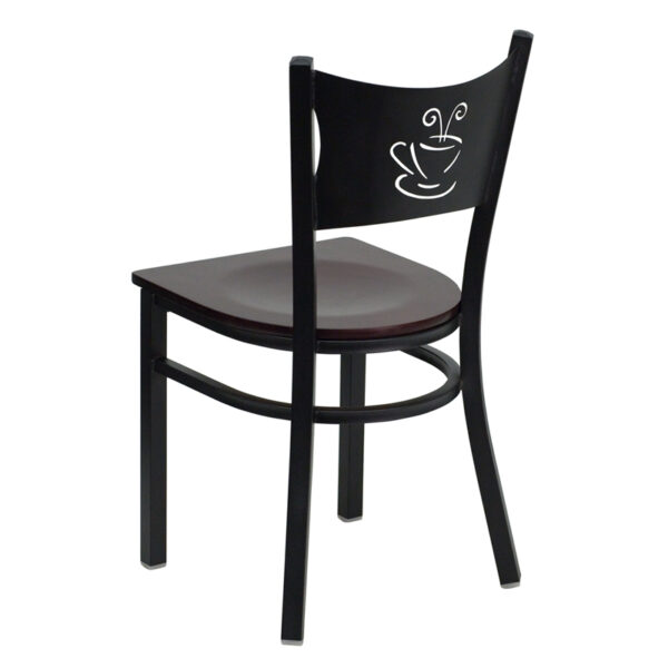 Metal Dining Chair Black Coffee Chair-Mah Seat