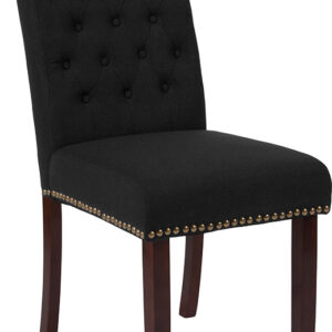 Wholesale HERCULES Series Black Fabric Parsons Chair with Rolled Back
