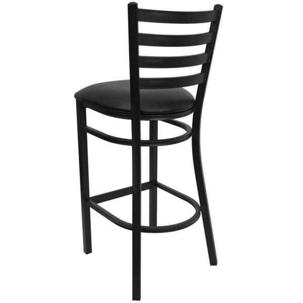 Metal Dining Bar Stool Black Ladder Stool-Black Seat