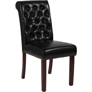 Wholesale HERCULES Series Black Leather Parsons Chair with Rolled Back