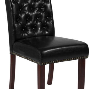 Wholesale HERCULES Series Black Leather Parsons Chair with Rolled Back