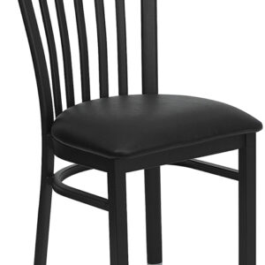 Wholesale HERCULES Series Black School House Back Metal Restaurant Chair - Black Vinyl Seat