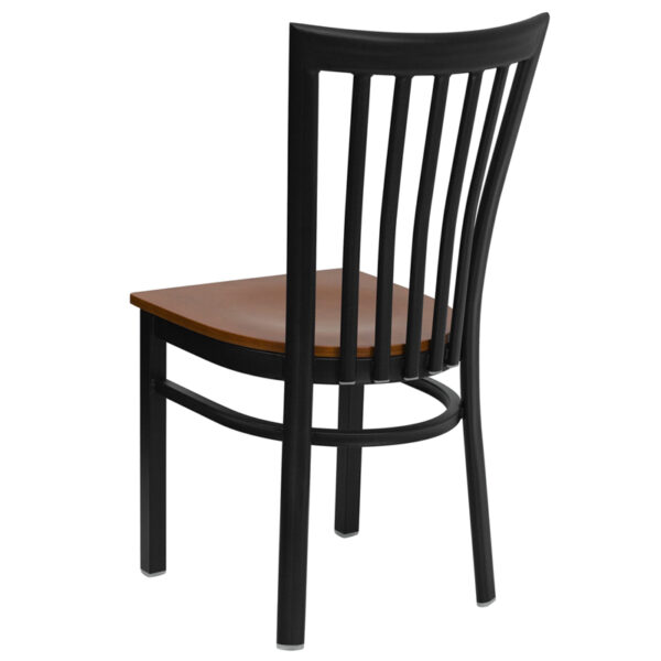 Metal Dining Chair Black School Chair-Cherry Seat