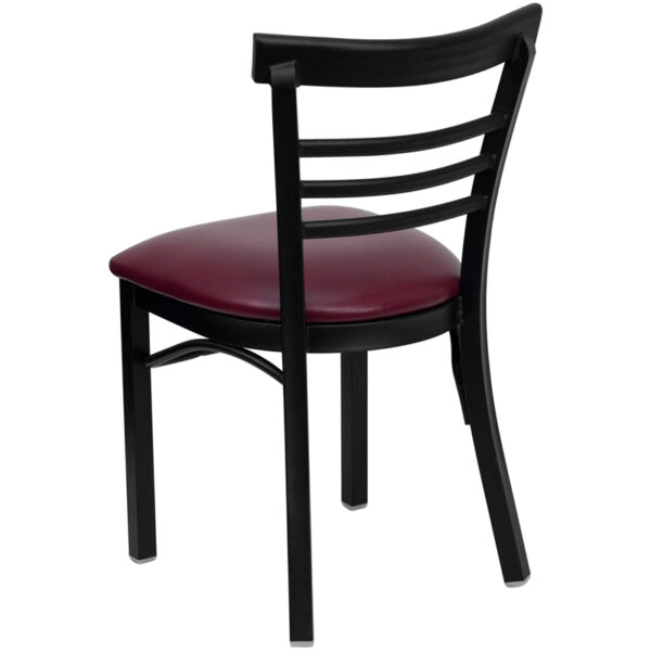 Metal Dining Chair Black Ladder Chair-Burg Seat
