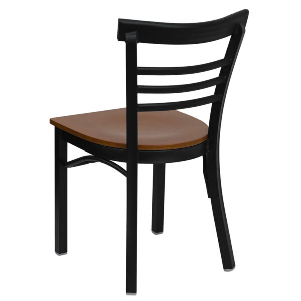 Metal Dining Chair Black Ladder Chair-Cherry Seat