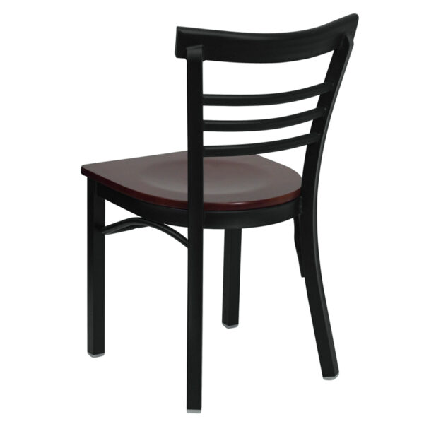 Metal Dining Chair Black Ladder Chair-Mah Seat