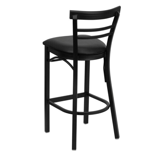 Metal Dining Bar Stool Black Ladder Stool-Black Seat