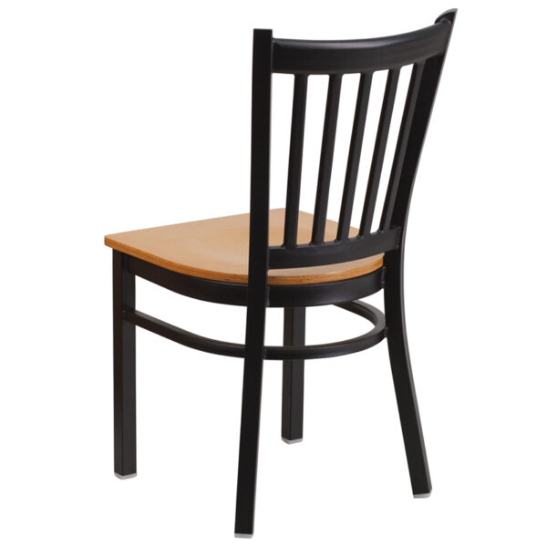 Metal Dining Chair Black Vert Chair-Nat Seat