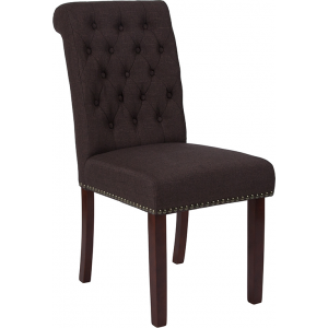 Wholesale HERCULES Series Brown Fabric Parsons Chair with Rolled Back