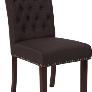 Wholesale HERCULES Series Brown Fabric Parsons Chair with Rolled Back