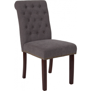 Wholesale HERCULES Series Dark Gray Fabric Parsons Chair with Rolled Back