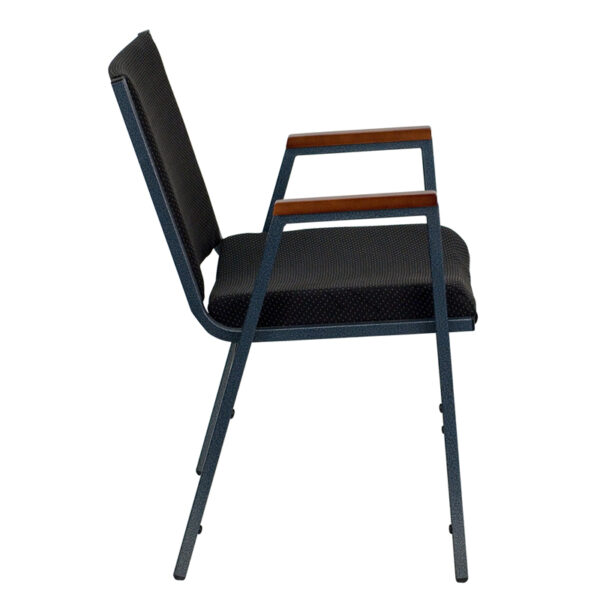 Lowest Price HERCULES Series Heavy Duty Black Dot Fabric Stack Chair with Arms
