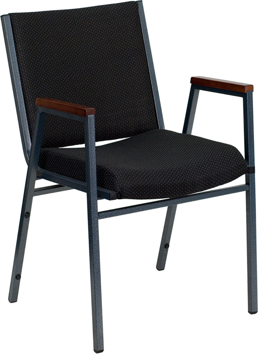 Wholesale HERCULES Series Heavy Duty Black Dot Fabric Stack Chair with Arms