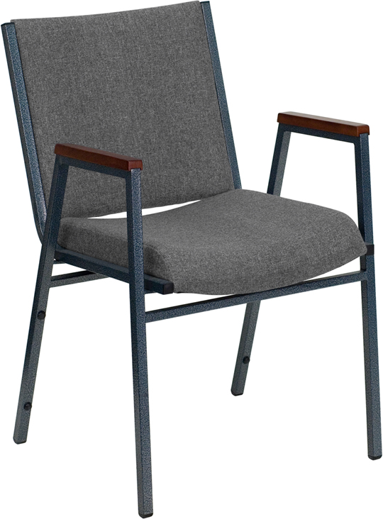 Wholesale HERCULES Series Heavy Duty Gray Fabric Stack Chair with Arms