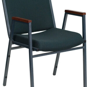 Wholesale HERCULES Series Heavy Duty Green Patterned Fabric Stack Chair with Arms