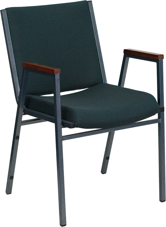 Wholesale HERCULES Series Heavy Duty Green Patterned Fabric Stack Chair with Arms