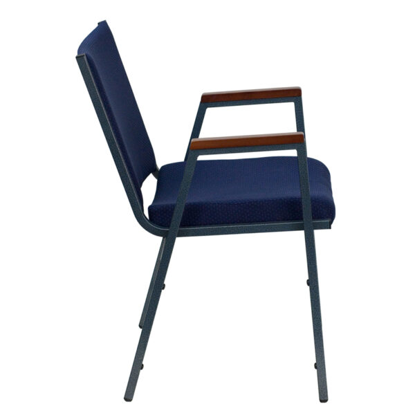 Lowest Price HERCULES Series Heavy Duty Navy Blue Dot Fabric Stack Chair with Arms