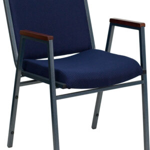Wholesale HERCULES Series Heavy Duty Navy Blue Dot Fabric Stack Chair with Arms