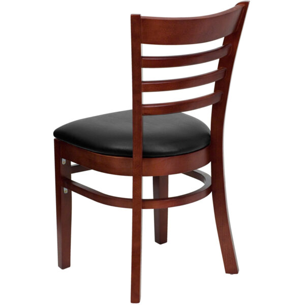 Wood Dining Chair Mahogany Wood Chair-Blk Vinyl