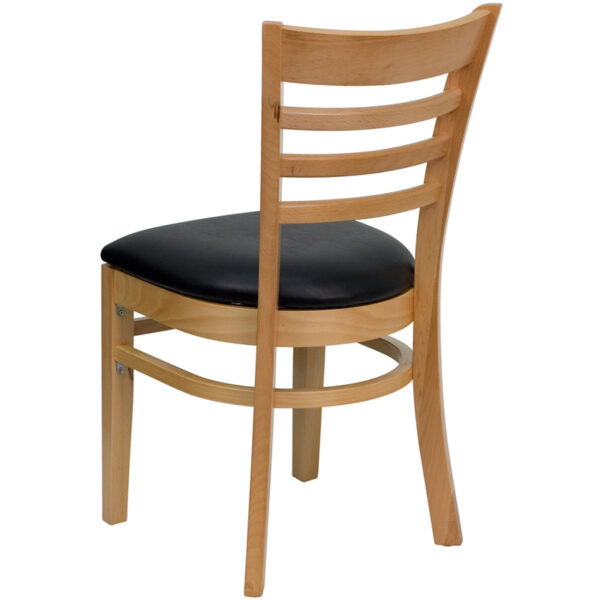 Wood Dining Chair Natural Wood Chair-Blk Vinyl