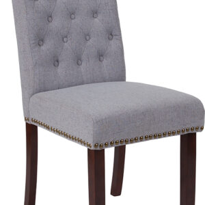 Wholesale HERCULES Series Light Gray Fabric Parsons Chair with Rolled Back
